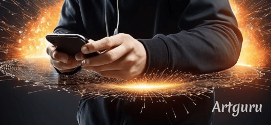 Handy-Hacker am Werk (KI-generiert)